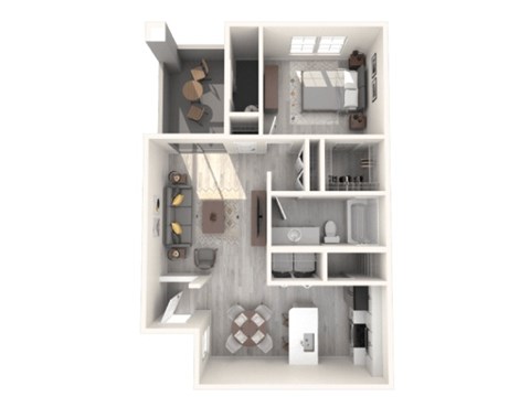 Floor plan for 1 bed, 1 bath, 823 sqft